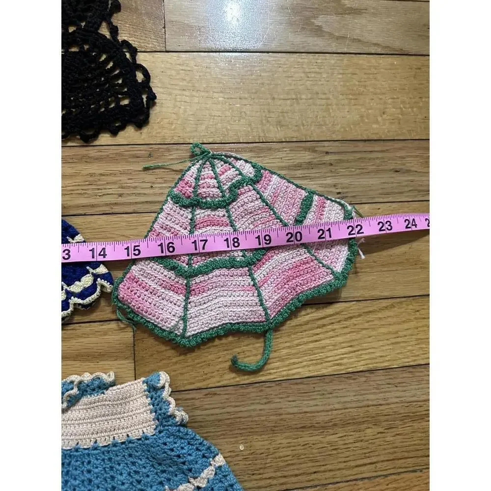VTG Hand Crocheted Trivet Set Cottagecore Farmhouse Kitchen Decor Shabby Chic